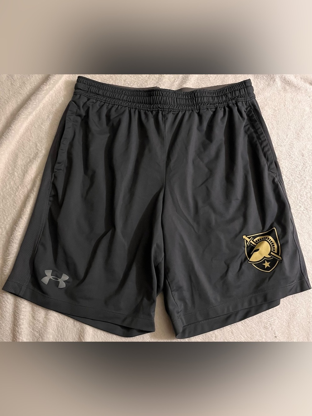 LG Men’s Black Athletic Shorts with Gold Crest